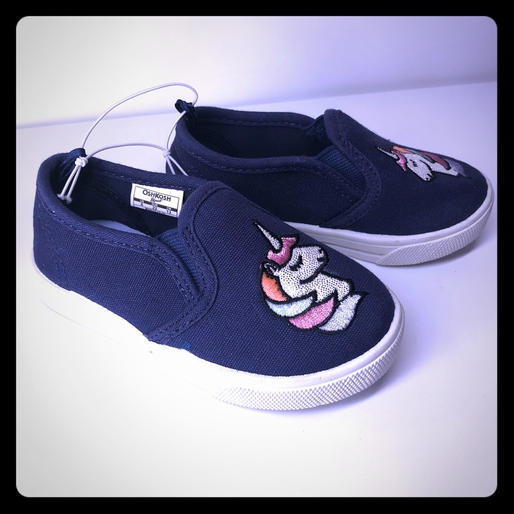 OshKosh Girls Navy Blue Unicorn slip on: size 6